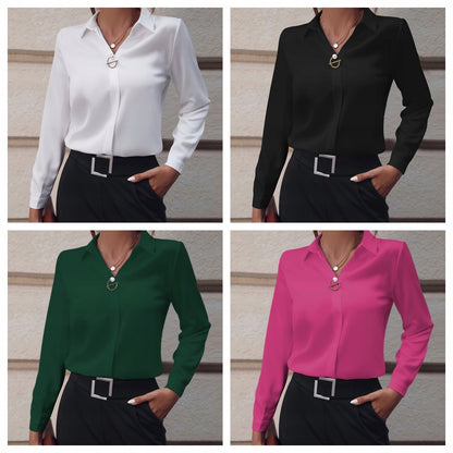 Women's Elegant Collared Shirt — Black