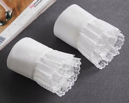 Elegant White Detachable Cuffs — Decorative Wrist Accessories