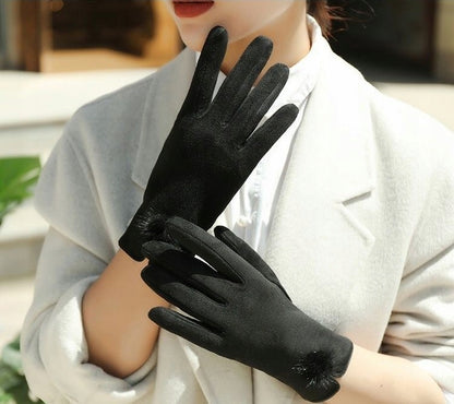 Women's Suede-Effect Gloves – Black