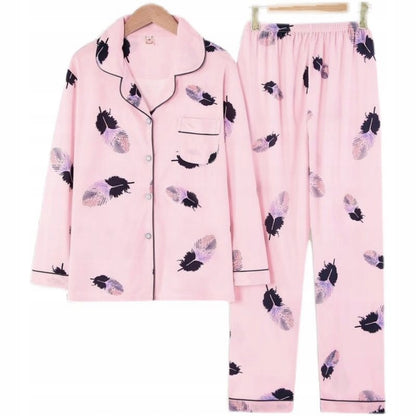 Pyjama boutonné pour femme – rose, à chats