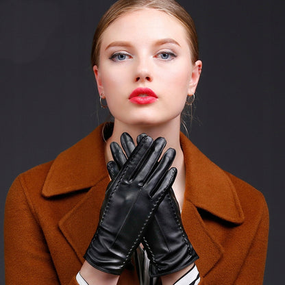 Women's Faux-Leather Gloves – Black