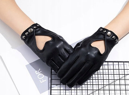 Damenhandschuhe aus Kunstleder – schwarz