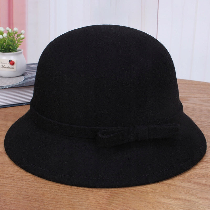 czarny KAPELUSZ damski typu BUCKET elegancki CYLINDER do płaszcza szykowny