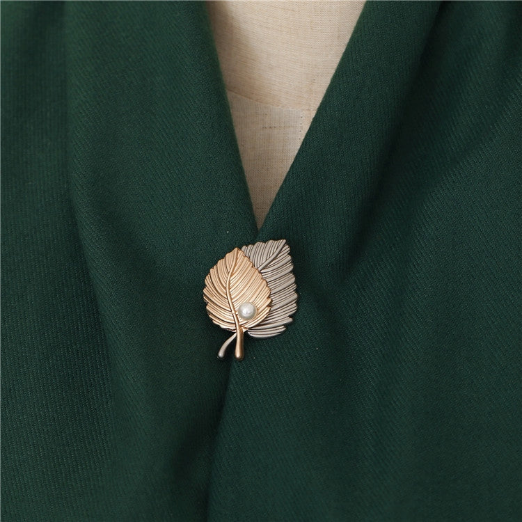 Leaf Brooch with Pearls