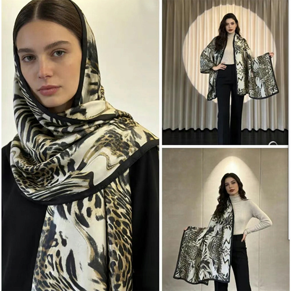 Women's Elegant Large Silk-Effect Scarf — Beautiful, Sophisticated Style, 180×90 cm