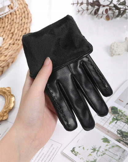 Women's Faux-Leather Gloves – Black