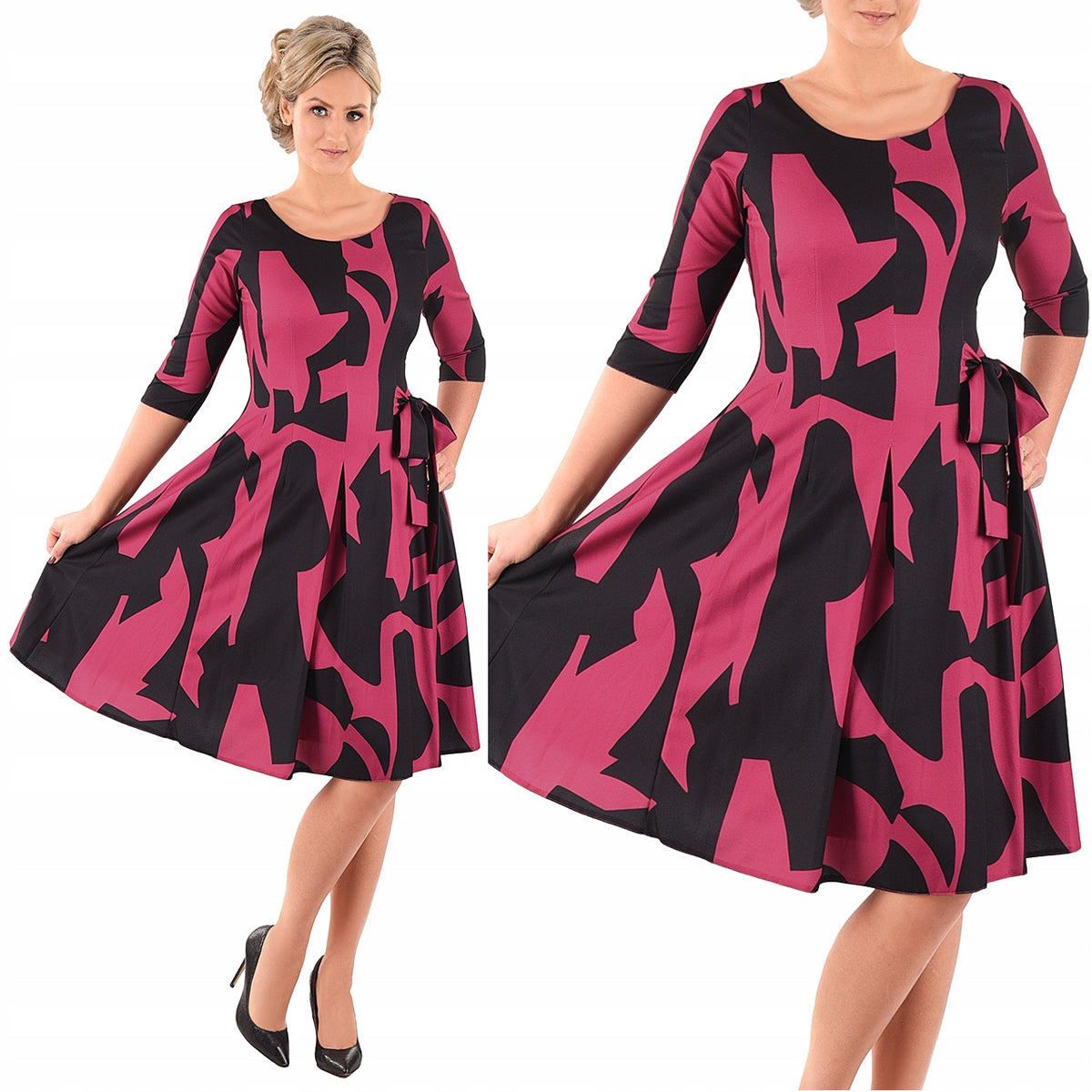 Sukienka Naomi III letnia damska na wesele elegancka na komunie wizytowa | color:amarantowy