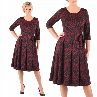 Sukienka Naomi III letnia damska na wesele elegancka na komunie wizytowa | color:bordowy