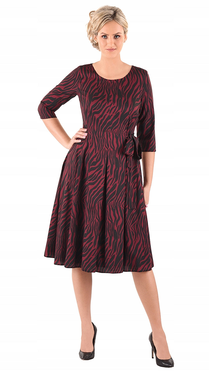 Sukienka Naomi III letnia damska na wesele elegancka na komunie wizytowa | color:bordowy