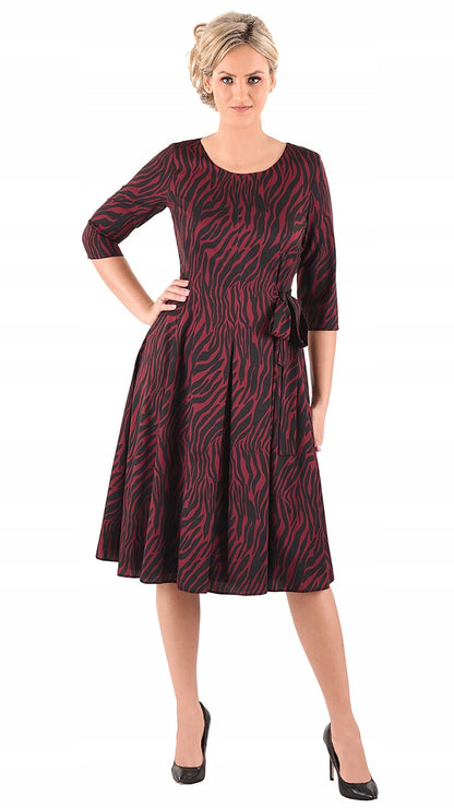 Sukienka Naomi III letnia damska na wesele elegancka na komunie wizytowa | color:bordowy