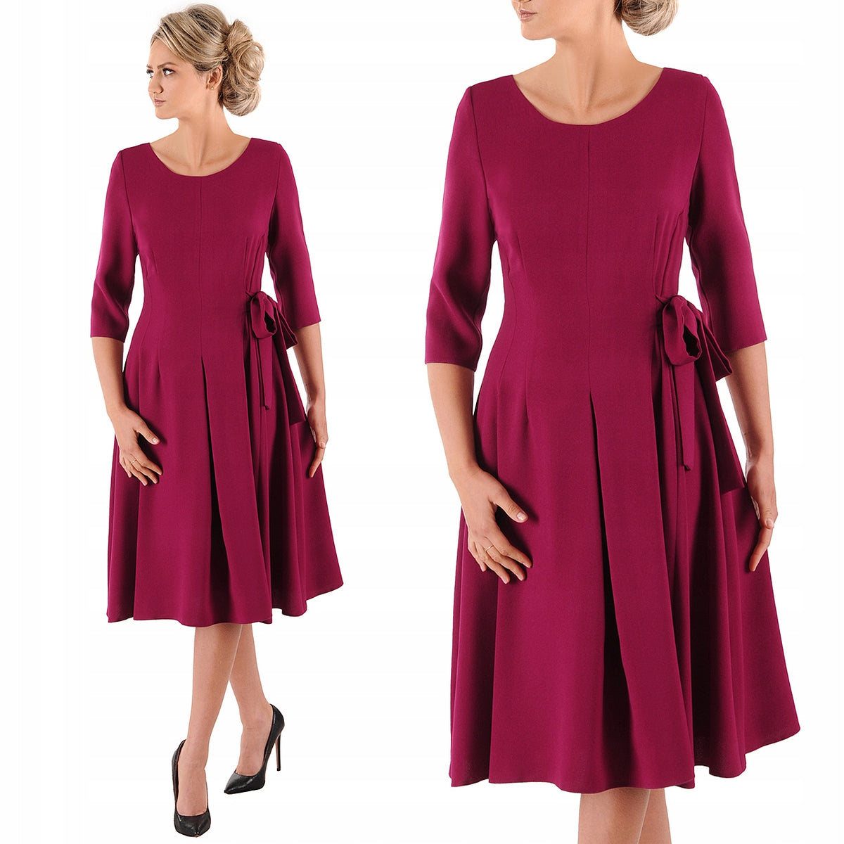 Sukienka Naomi III letnia damska na wesele elegancka na komunie wizytowa | color:fuksja