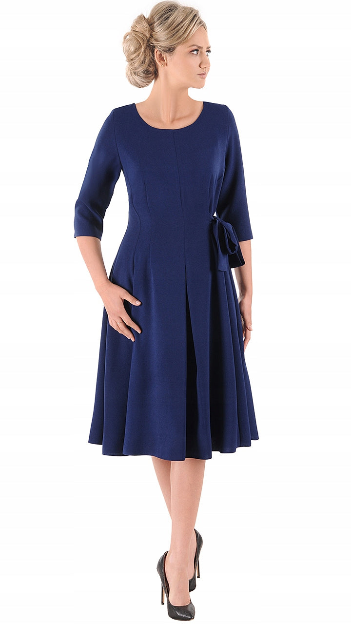Sukienka Naomi III letnia damska na wesele elegancka na komunie wizytowa | color:granatowy