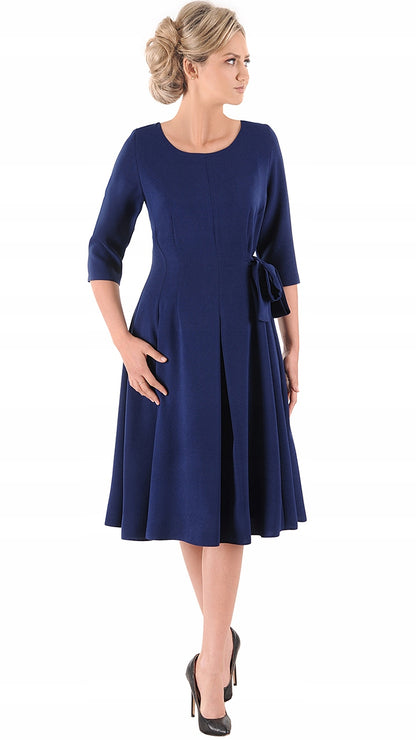 Sukienka Naomi III letnia damska na wesele elegancka na komunie wizytowa | color:granatowy