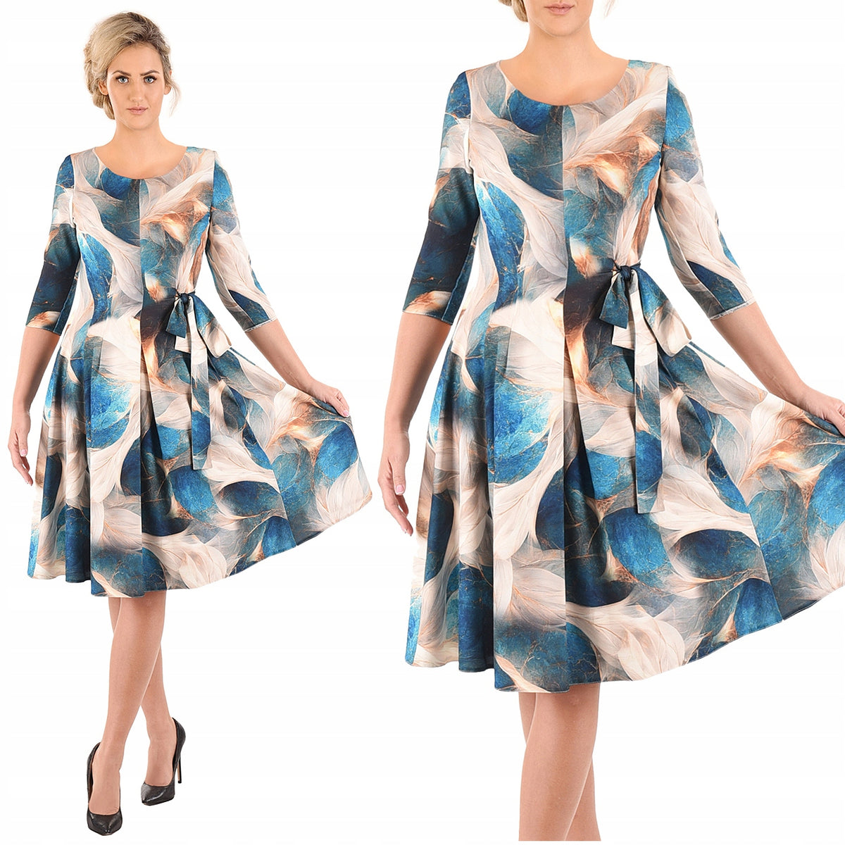 Sukienka Naomi III letnia damska na wesele elegancka na komunie wizytowa | color:turkusowy
