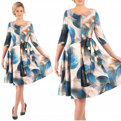 Sukienka Naomi III letnia damska na wesele elegancka na komunie wizytowa | color:turkusowy