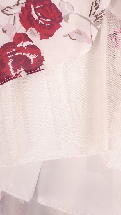 Sukienka Cleo | color:ecru-w-czerwone-kwiaty