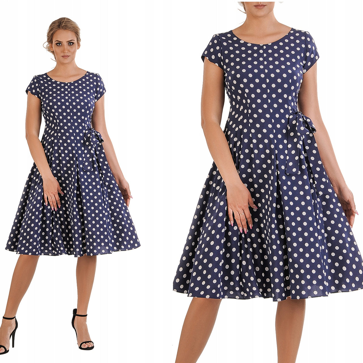 Sukienka Cleo4 letnia damska na wesele elegancka na komunie wizytowa | color:granatowy