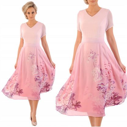 Sukienka Elena | color:rozowy-w-kwiaty
