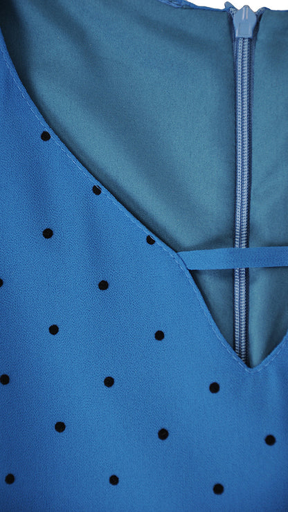Elegancka sukienka w kropki Luna | color:morski