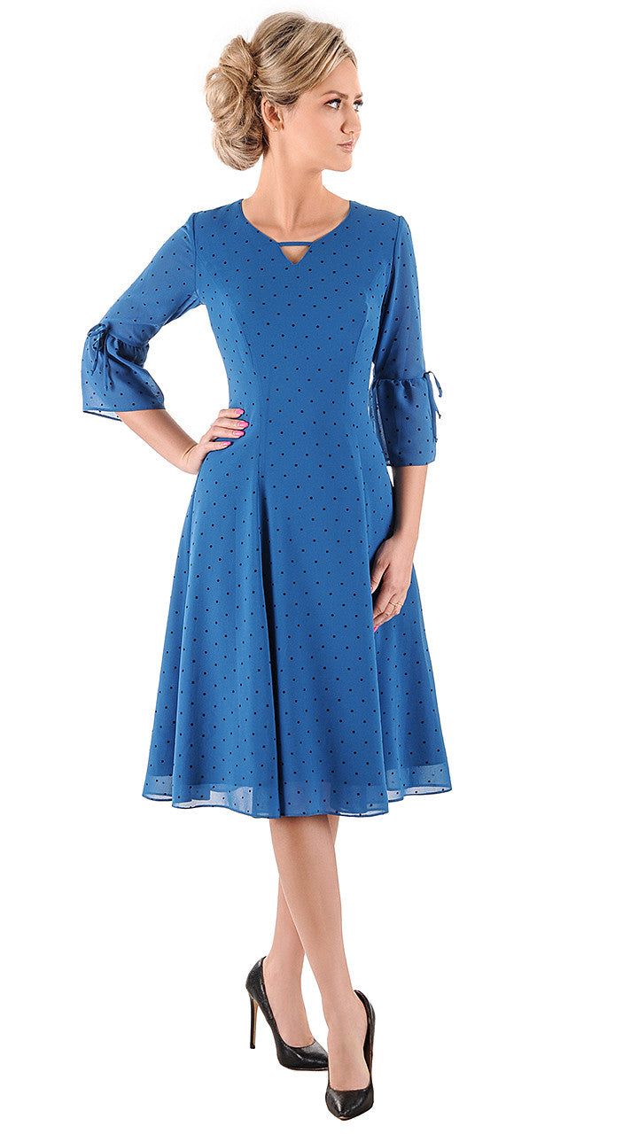Elegancka sukienka w kropki Luna | color:morski
