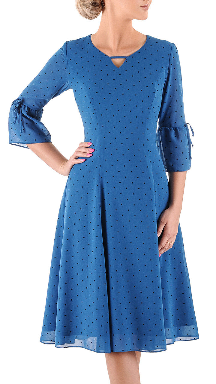 Elegancka sukienka w kropki Luna | color:morski