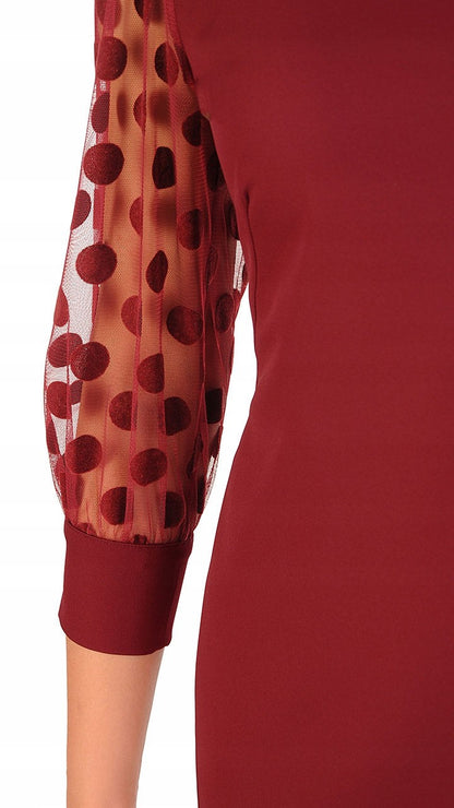 Margaret Elegant Dress | color:bordowy