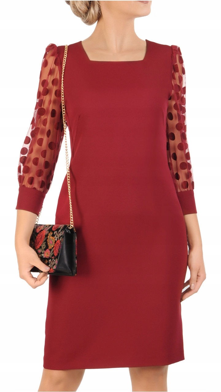 Margaret Elegant Dress | color:bordowy