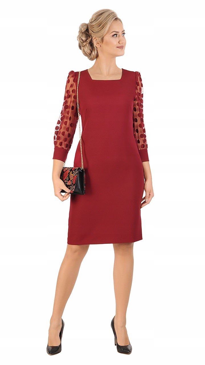 Margaret Elegant Dress | color:bordowy
