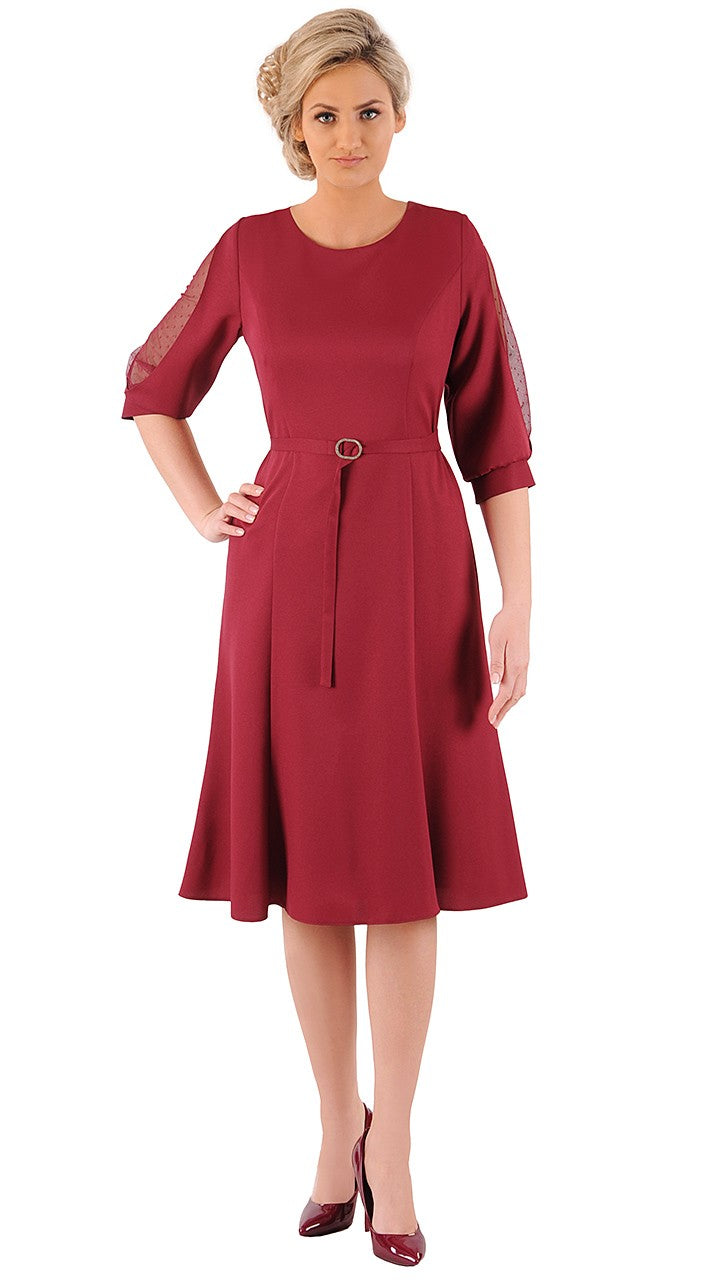 Sukienka MILENA letnia damska na wesele elegancka na komunie wizytowa | color:bordowy