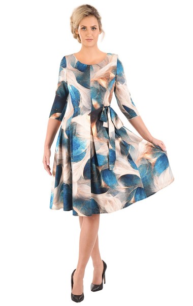 Sukienka Naomi III letnia damska na wesele elegancka na komunie wizytowa | color:turkusowy