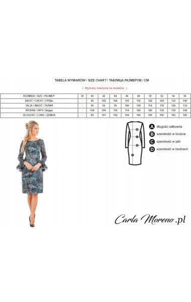 Elegancka sukienka we wzory Olga | color:turkusowy
