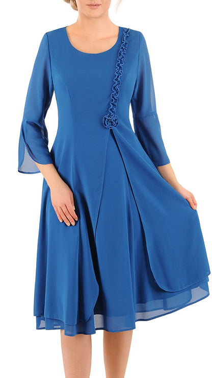 Sukienka Sandra letnia damska na wesele elegancka na komunie wizytowa | color:morski