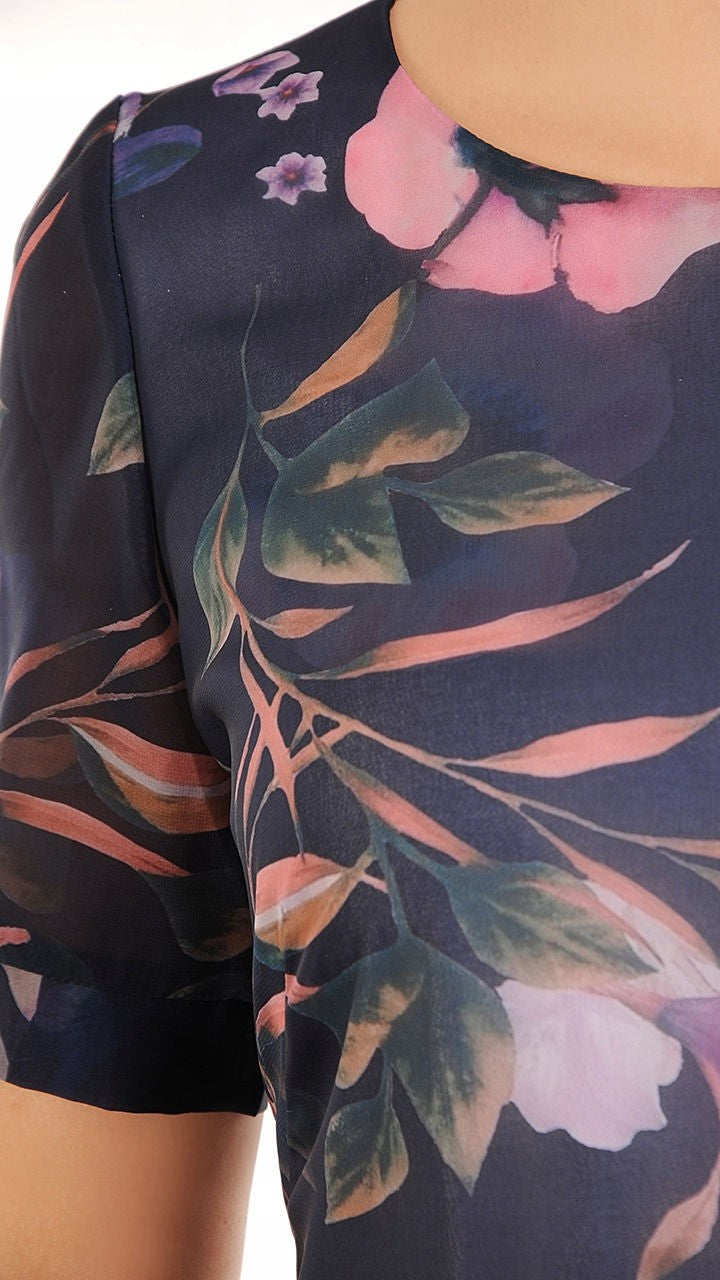 Susan III Elegant Floral Dress | color:granatowy