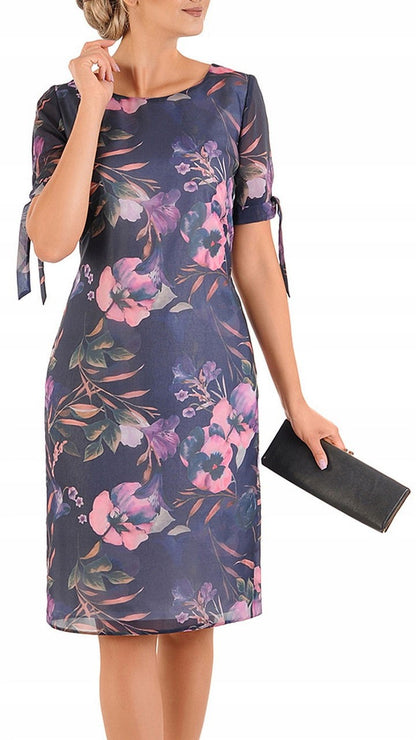 Susan III Elegant Floral Dress | color:granatowy