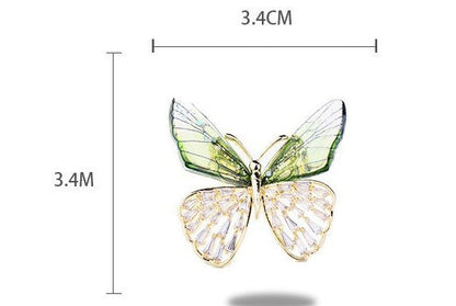 Broszka motyl z cyrkoniami | color:zlota-i-zielona